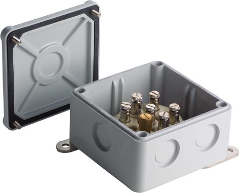 Boîtes de dérivation en duroplast 90x90x54 mm pour 7x2,5 mm² pour presse-étoupes ou manchons d'introduction