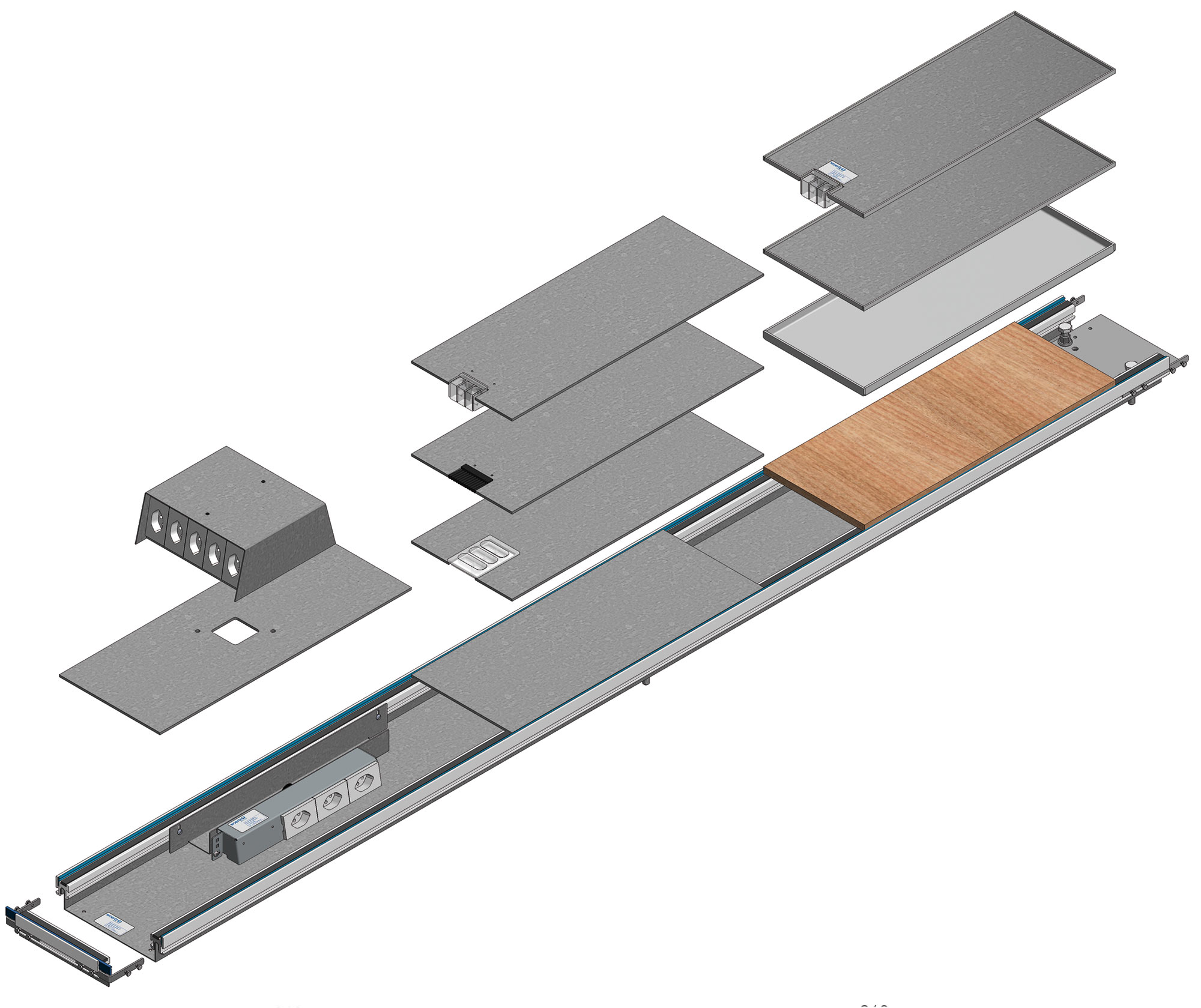 Gulvskinne BOK 8880 200x80mm med integrert nivelleringsanordning