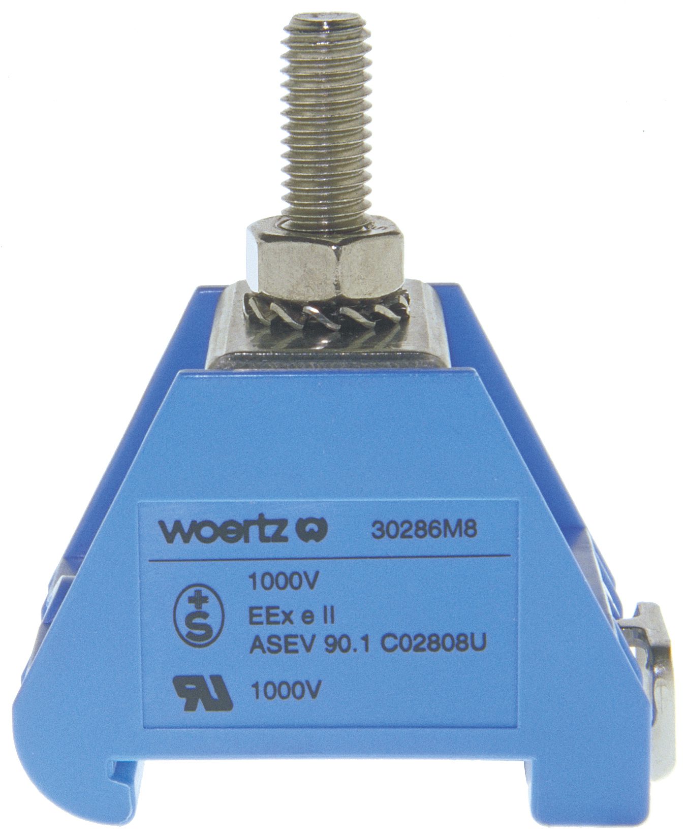 Bolzenklemme DIN35 M8 95mm2 blau Bolzenklemme DIN35 M8 95mm2 blau