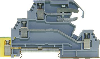 Dreistockklemme DIN35 4mm² PE-L-N grau/blau