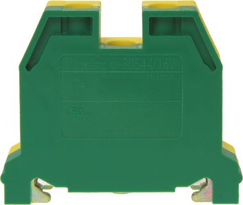 Schutzleiterklemme DIN35 16mm² 54x13x42mm grün/gelb