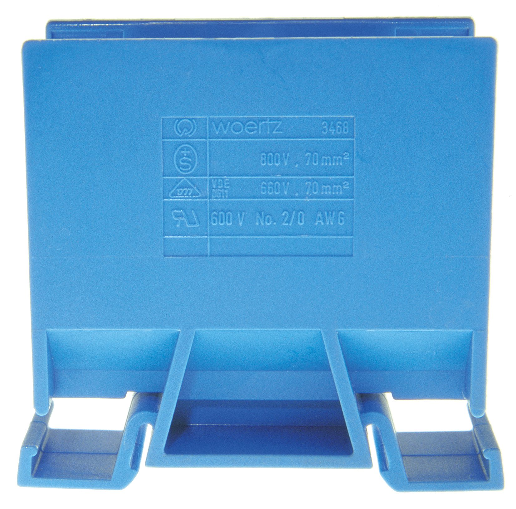 35mm² DC Hochstrom Klemmenblock für 35mm DIN-Hutschiene, 125A/800V,  rot/blau