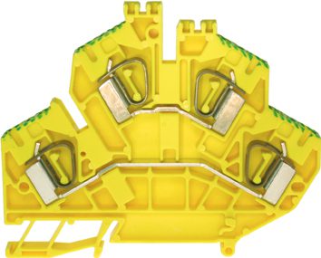 Doppelstock-Zugfederklemme DIN35 4mm² grün-gelb