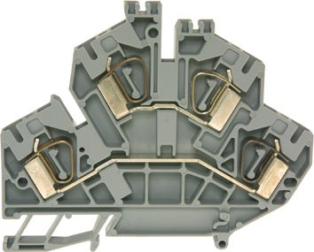 Doppelstock-Zugfederklemme DIN35 4mm² grau