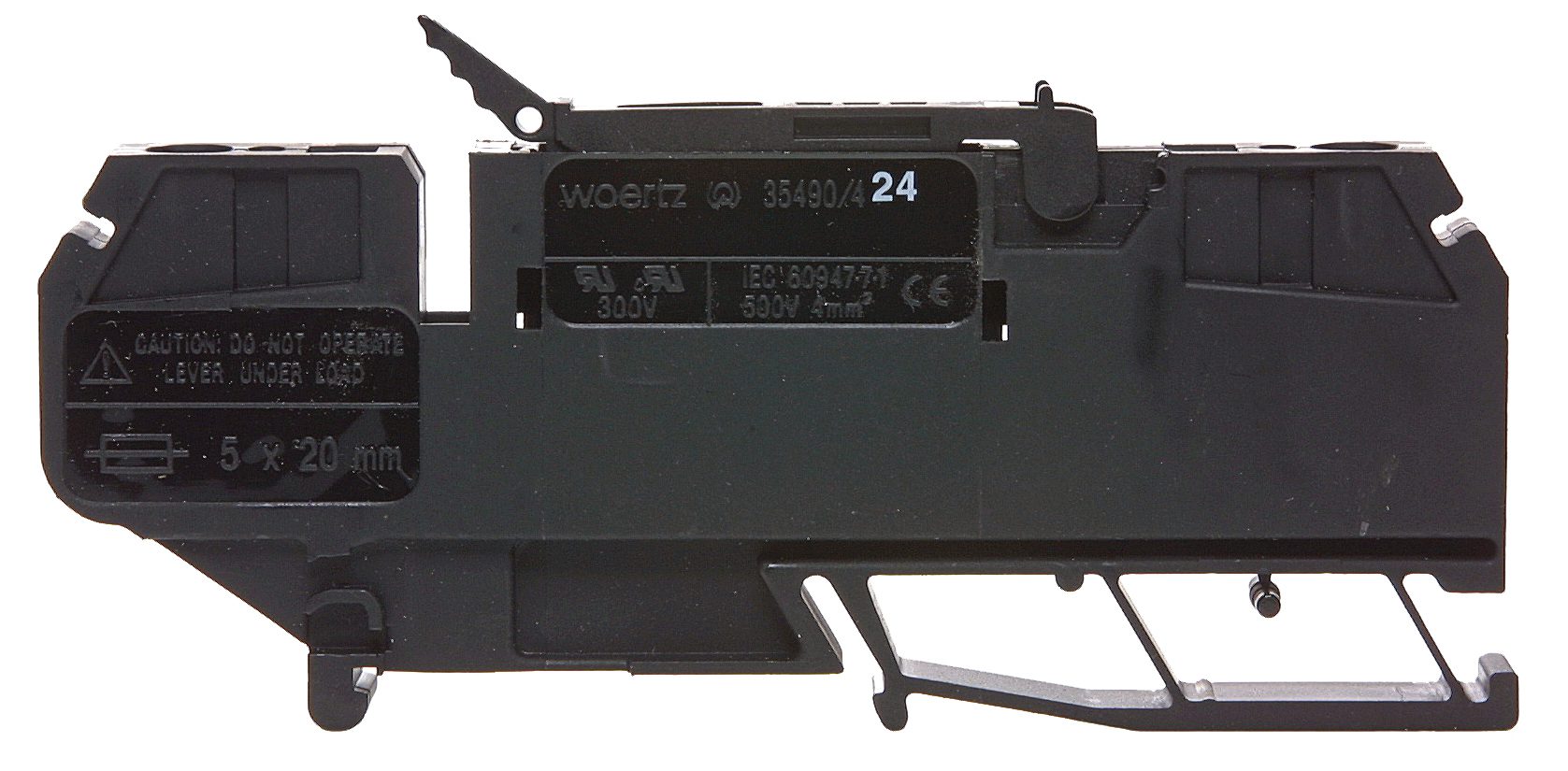 Zugfeder- Sicherungsklemme 4mm² schwarz für Spannung 10-57V AC/DC