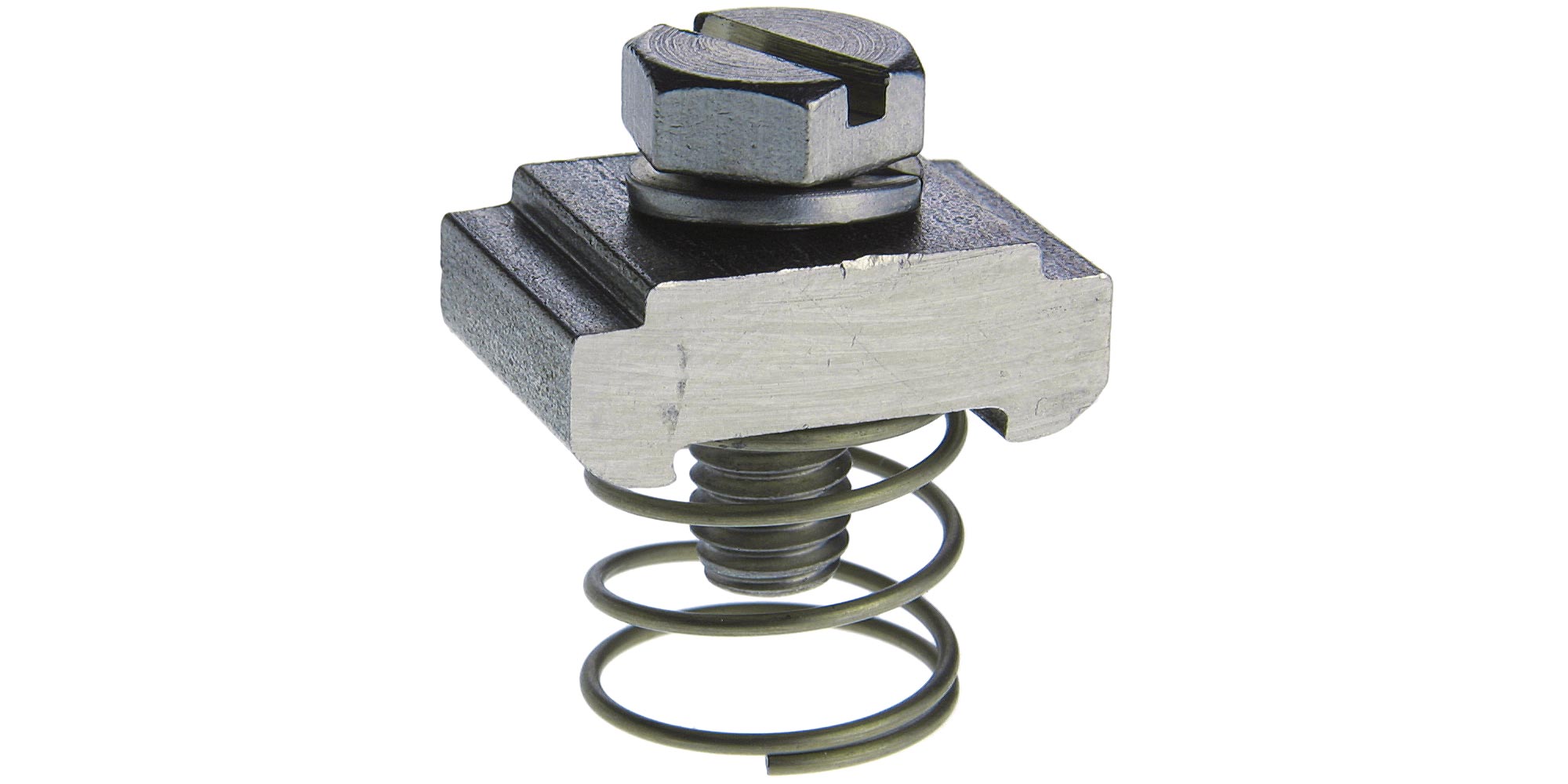 Nutensteine C30 M8 aus Edelstahl mit Schraube, mit Feder