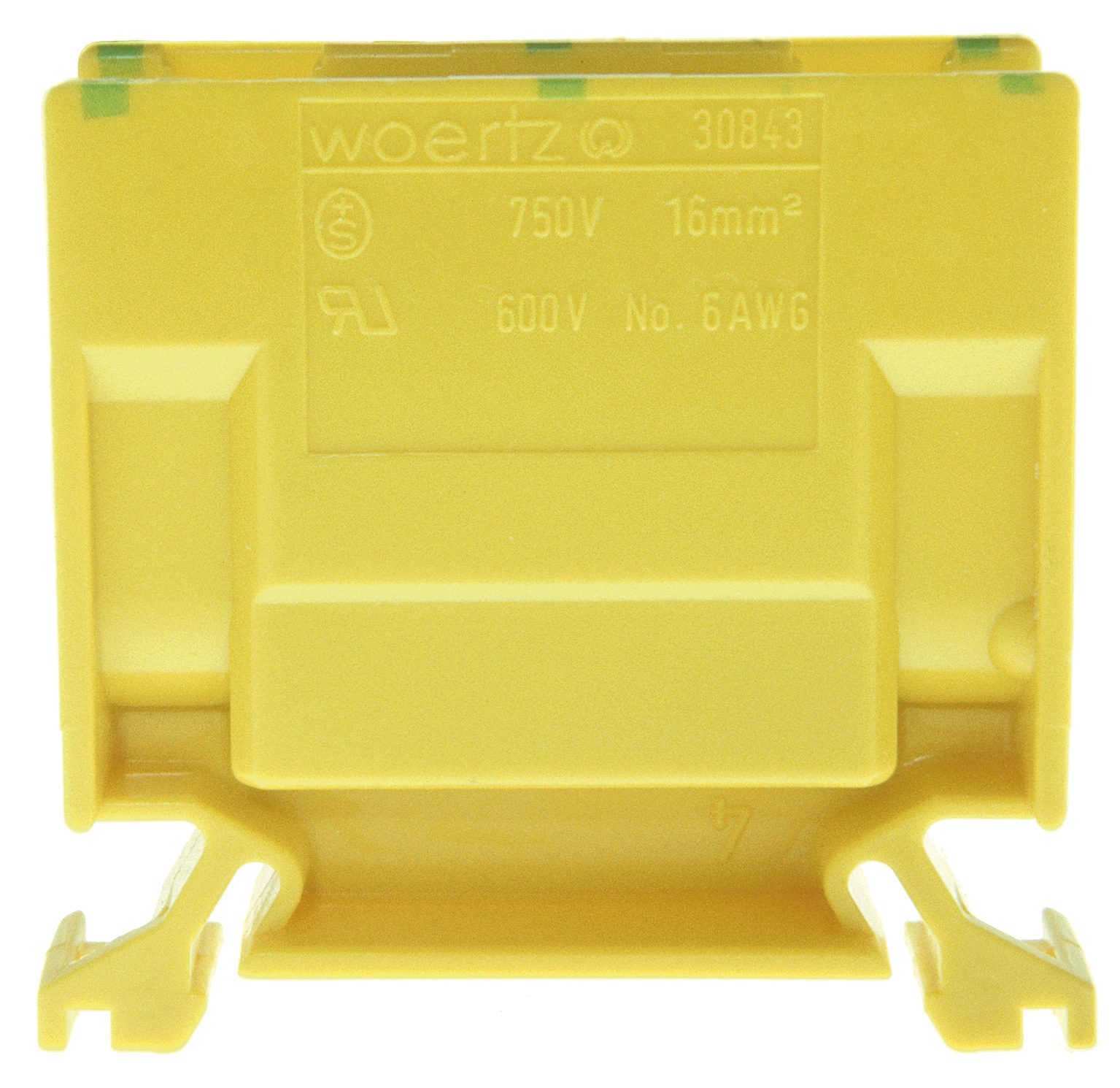 Branching terminal DIN35 16mm2 green/yellow