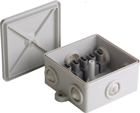 Junction boxes, 90x90x54mm, 7x2.5mm2