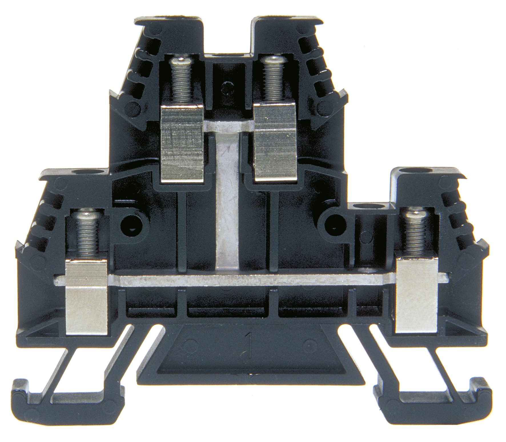 Double level terminal block single pole DIN35 4 mm² black