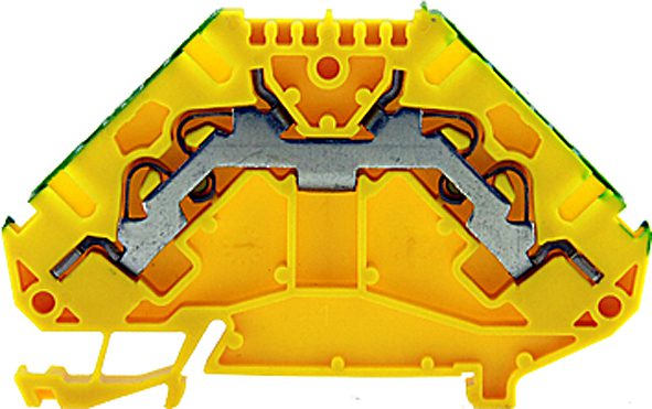 Push-in spring terminal block 4-fold 2.5mm² yellow/green