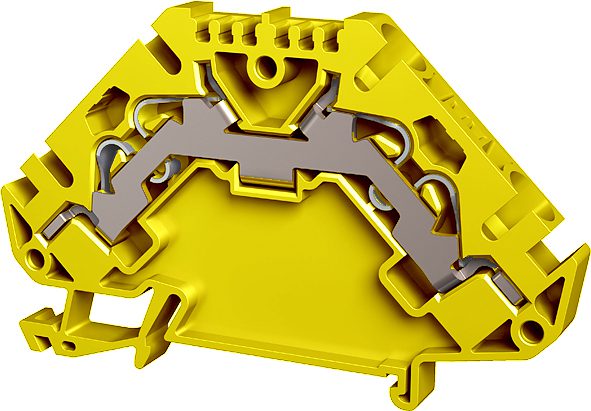Push-in spring terminal block 4-fold 4mm² yellow