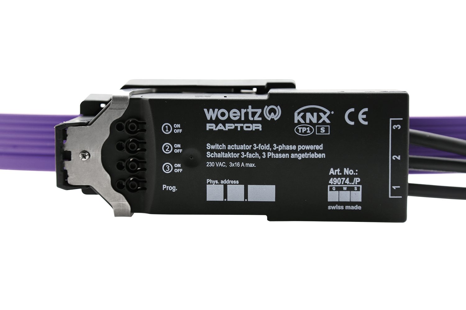 Raptor switch actuator 3-fold - KNX - L1+L2+L3 - Code 1