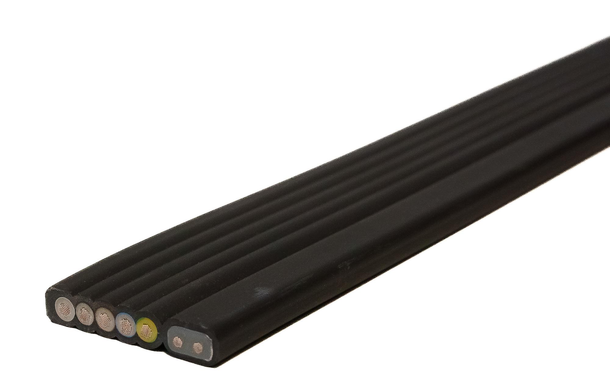 Flat cable combi 5G2.5mm²+2x1.5mm² PVC BK