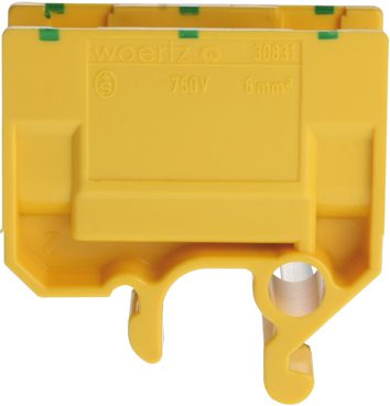 Terminal de derivación DIN32 6mm2 verde-amarillo