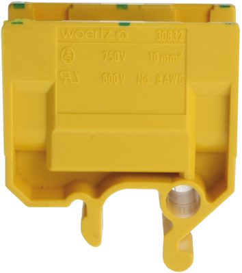 Terminal de derivación DIN32 10mm2 verde-amarillo