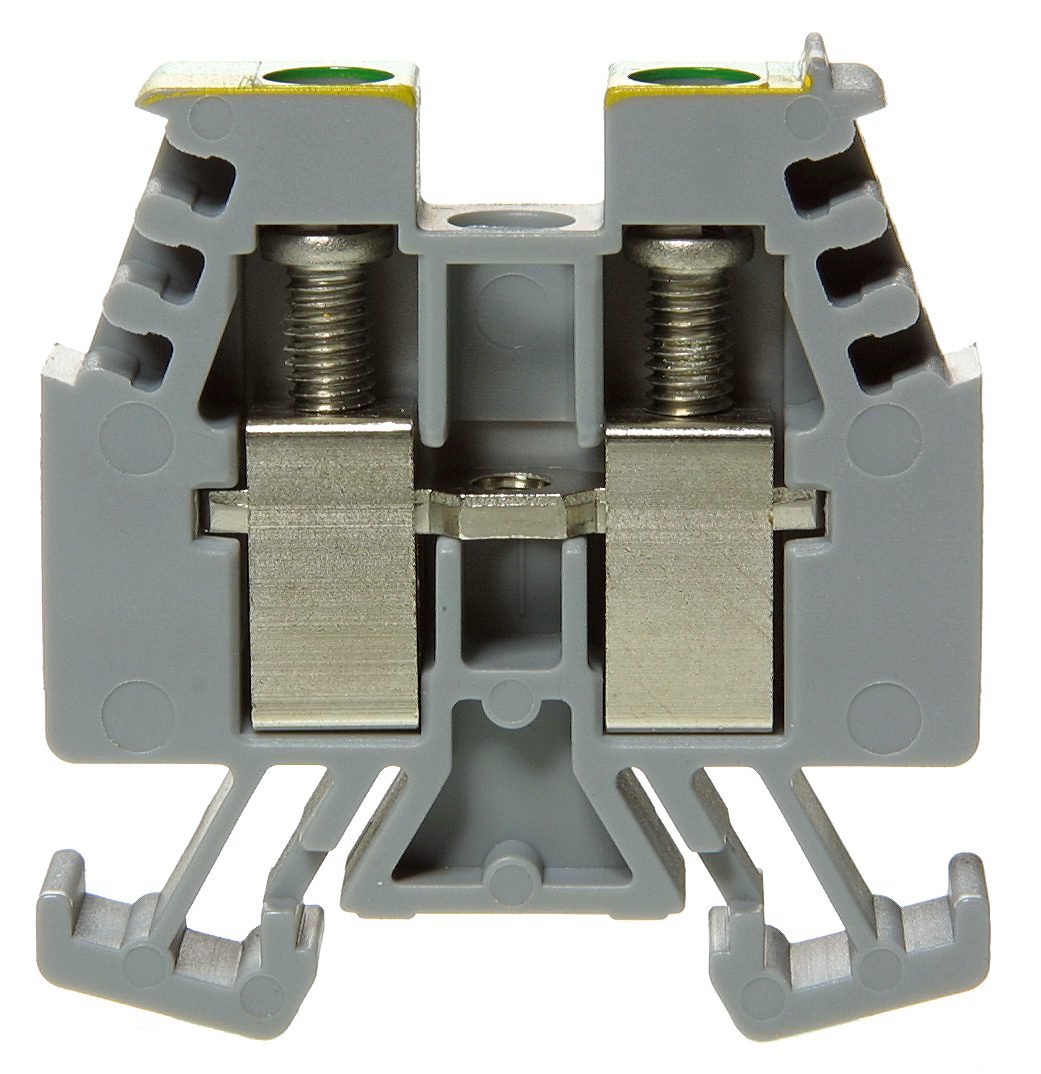 Bloque de terminales DIN15 4mm2 verde-amarillo