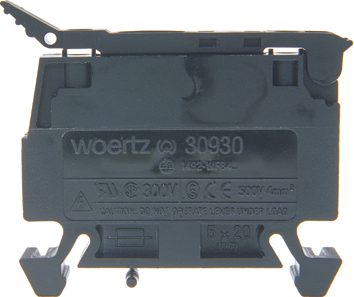 Terminal de fusible DIN35 4mm² negro para fusible 5x20mm