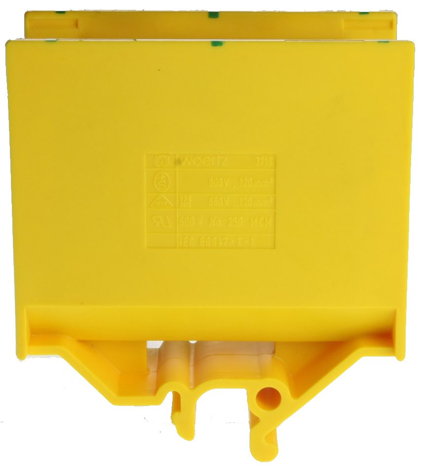 Terminal de derivación DIN32 120mm2 verde-amarillo