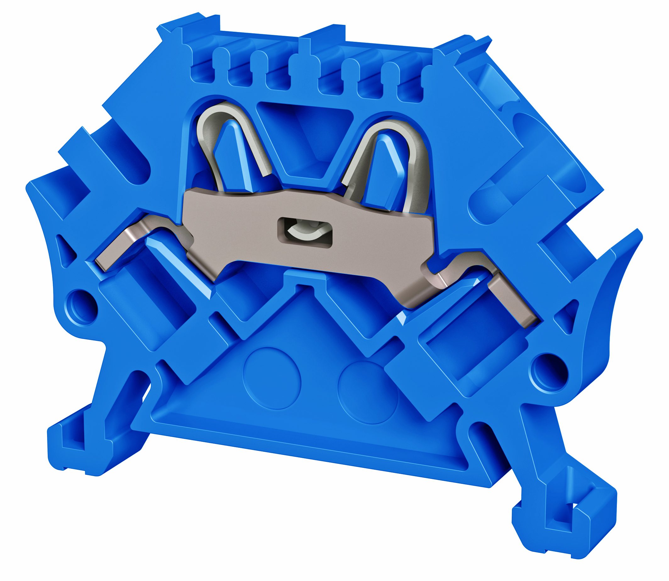 Regleta de bornes de resorte Push-In 2 pliegues 45° 4mm² azul
