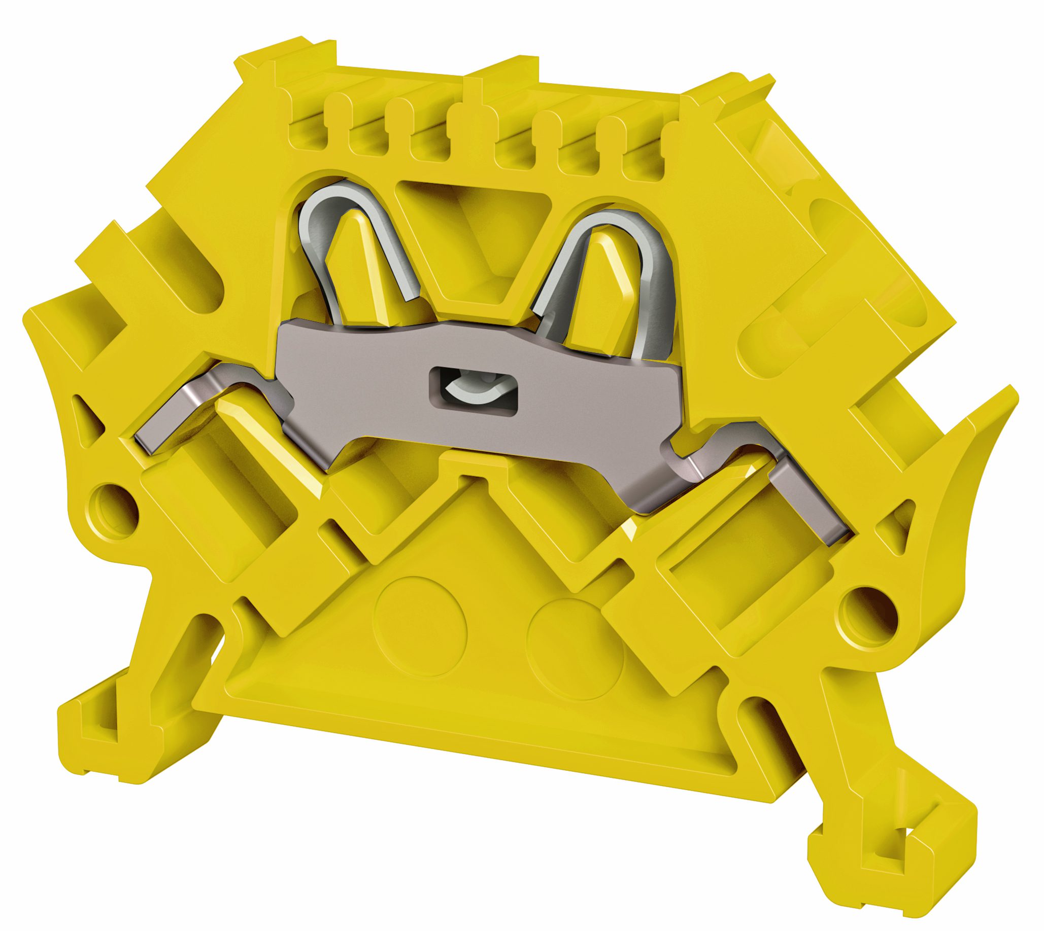 Regleta de bornes de resorte Push-in 2 pliegues 45° 4mm² amarillo