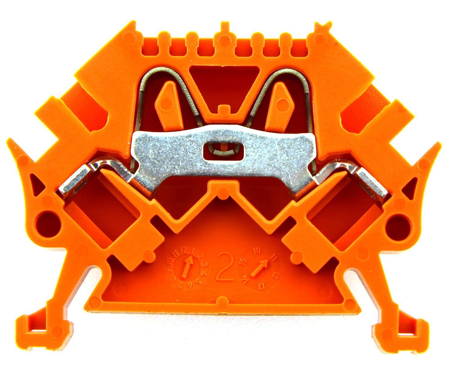 Regleta de bornes de resorte Push-In 2 pliegues 45° 4mm² naranja