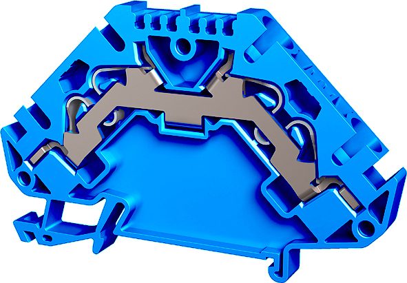 Regleta de bornes de resorte Push-in 4 pliegues 2,5 mm² azul