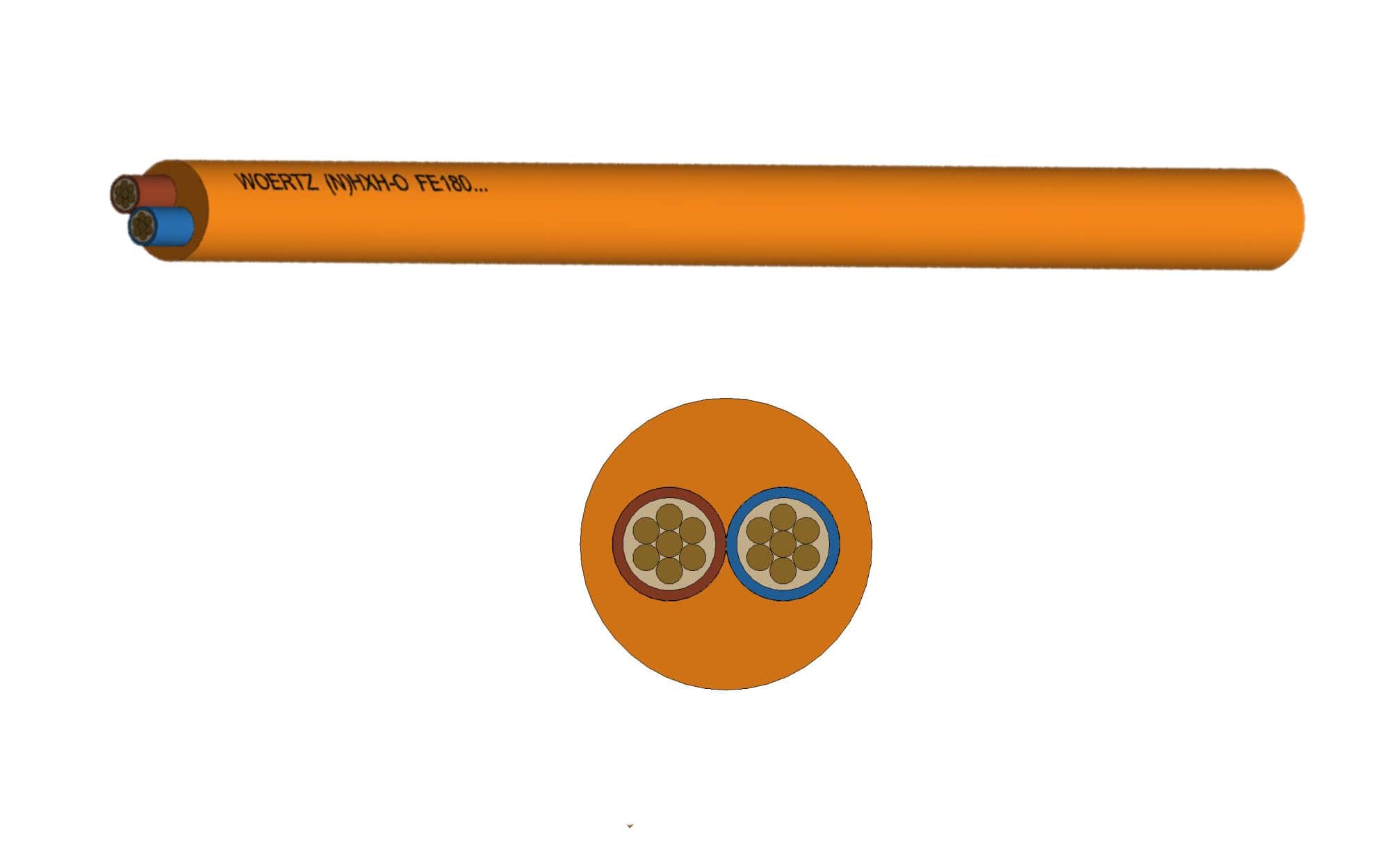 Cable (N)HXH-O FE180 2x16mm2 Naranja Cable (N)HXH-O FE180 2x16mm2 Naranja