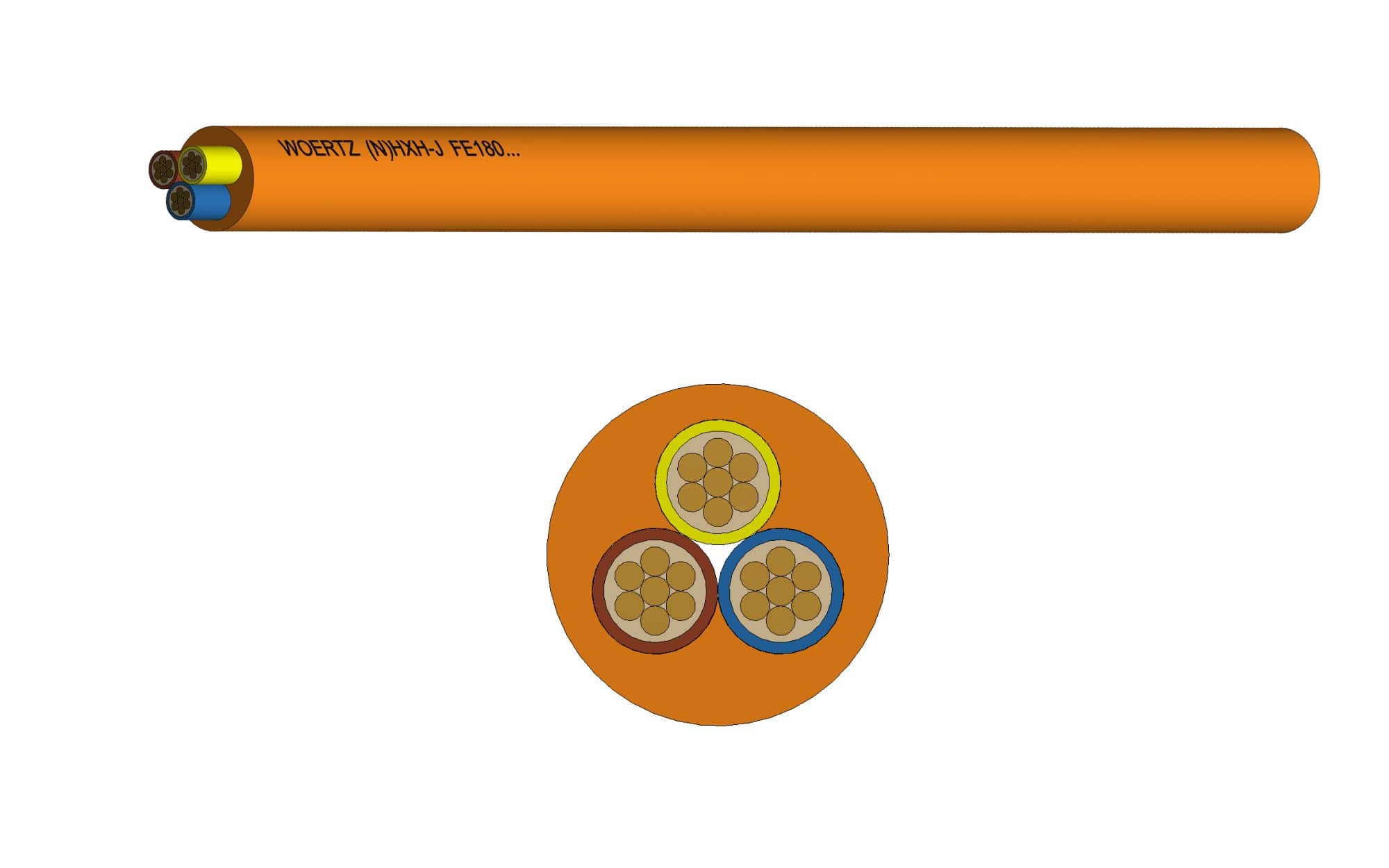 Cable (N)HXH-J FE180 3x16mm2 Naranja Cable (N)HXH-J FE180 3x16mm2 Naranja