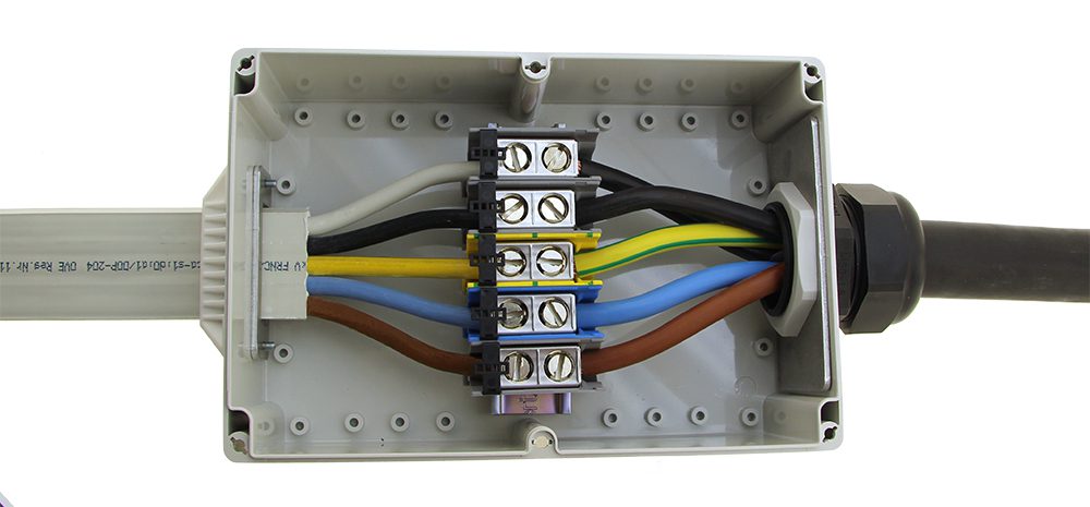Caja de alimentación para cable plano Woertz 5G25 mm²/5G16 mm² IP65