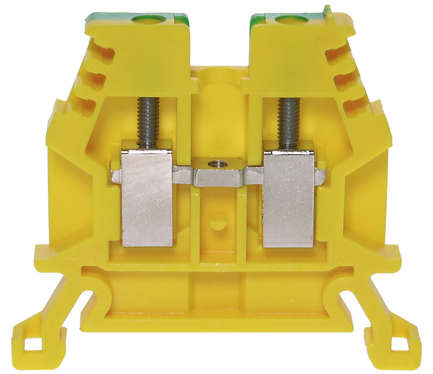 Bornes sur rail DIN35 2.5mm² 45x5x36mm isolées vert-jaune