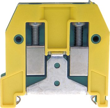 Borne pour conducteur de protection DIN35 10mm² vert jaune 48x8x42 mm