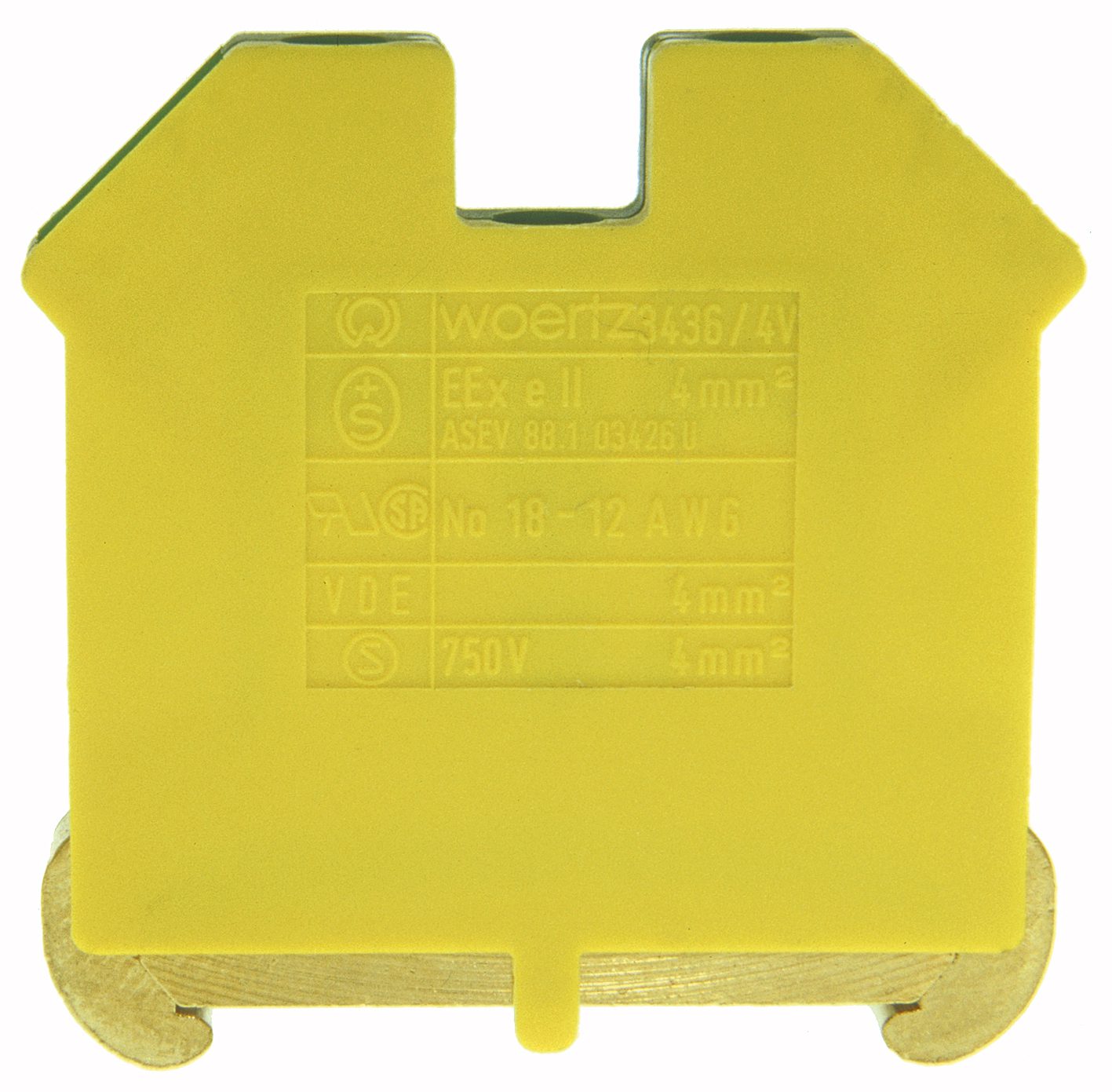 Borne pour conducteur de protection DIN35 4mm² vert/jaune