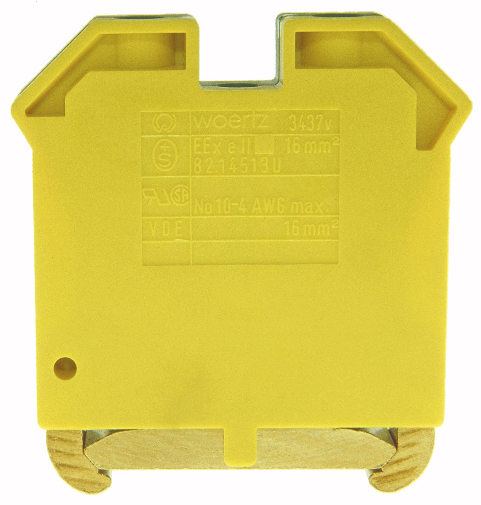Borne pour conducteur de protection DIN35 16mm² 55x13x55mm vert/jaune