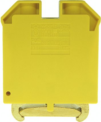 Borne pour conducteur de protection DIN35 35mm² vert/jaune 60x18x71 mm