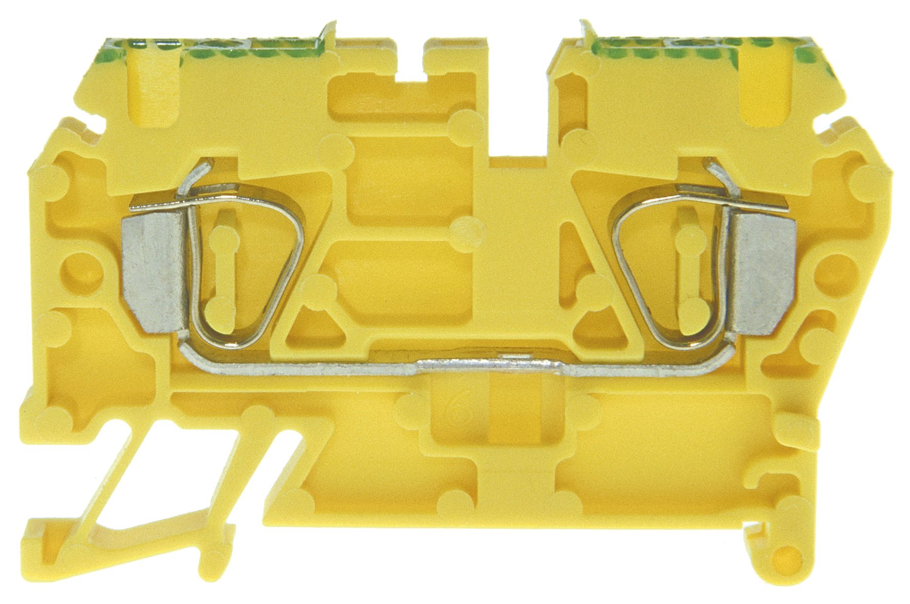 Borne à ressort DIN35 2.5mm² vert/jaune