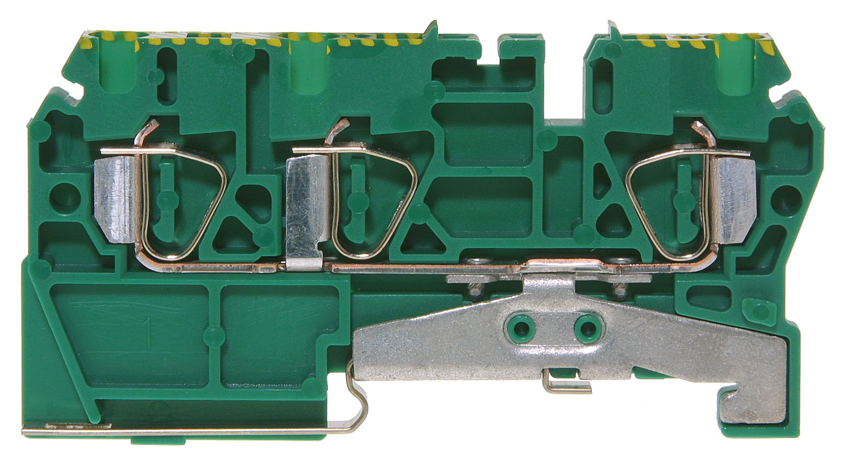 Borne à ressort PE DIN35 2.5mm² vert/jaune