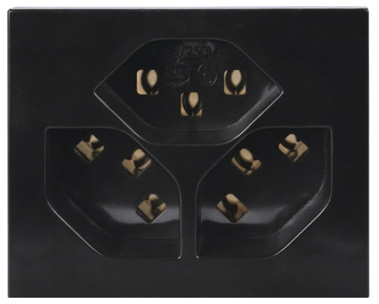 Presa FLF 3/5 3xT23, nera, a due parti Presa FLF 3/5 3xT23, nera, a due parti
