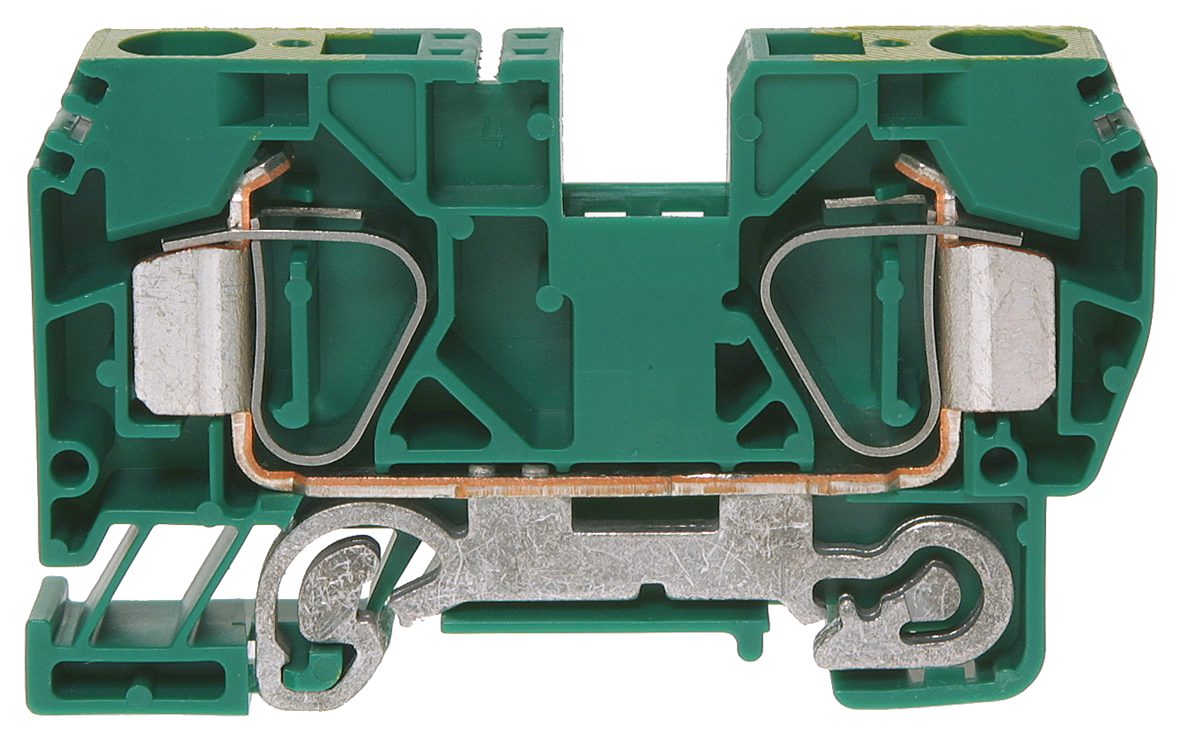 PE-spennklemme DIN35 16mm² grønn
