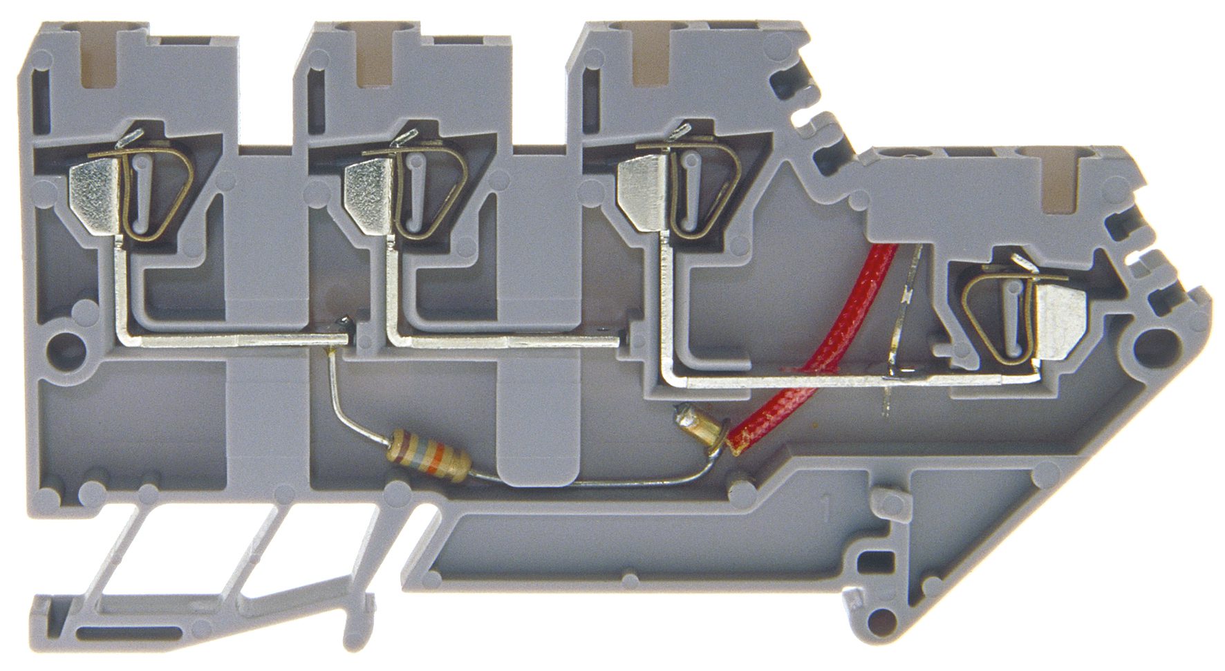 Initiator fjærburklemme DIN35 1,5 mm² LED grå