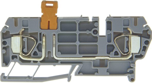 Frakoblingsklemme med spenningsklemme DIN35 4mm2 grå