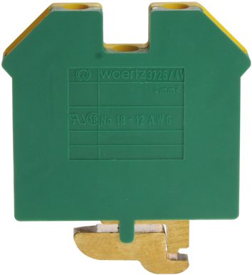 Klemme for beskyttelsesleder DIN32 4mm2 grønn-gul