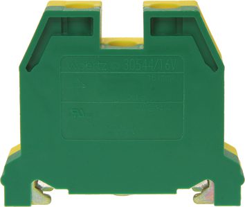 Geleiderklem DIN35 16mm² 54x13x42mm groen/geel