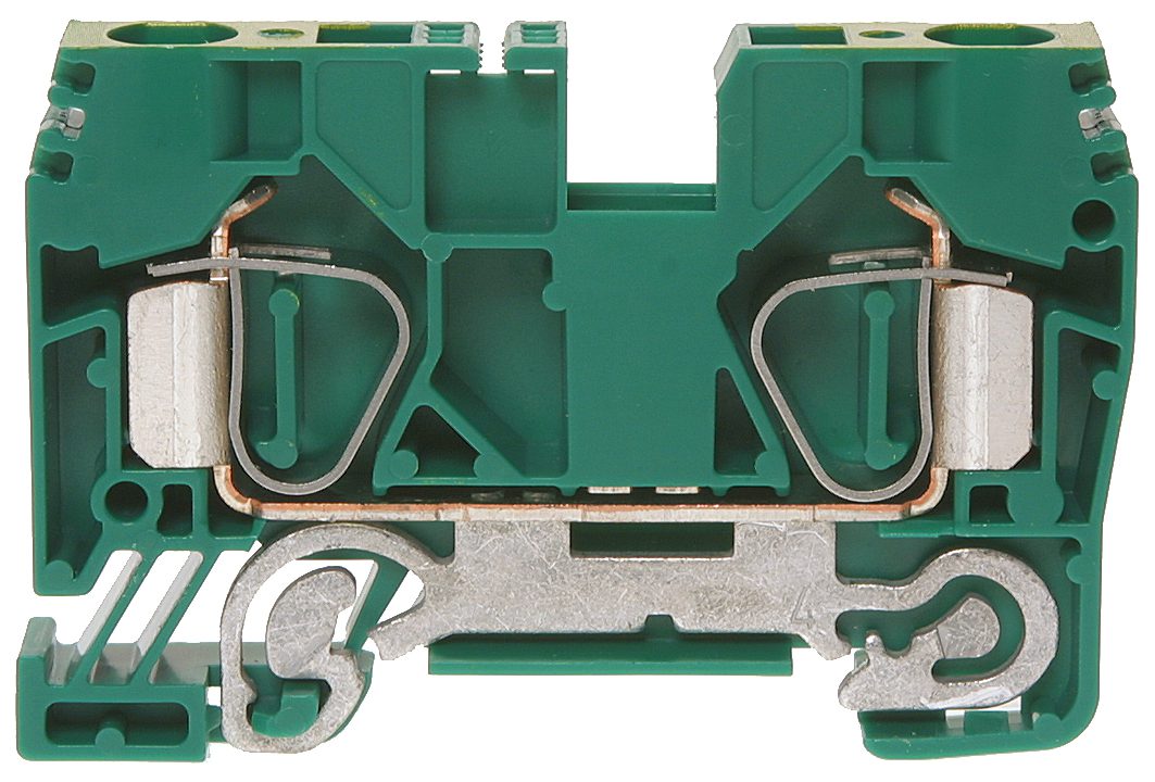 PE-veerklem DIN35 10mm² groen