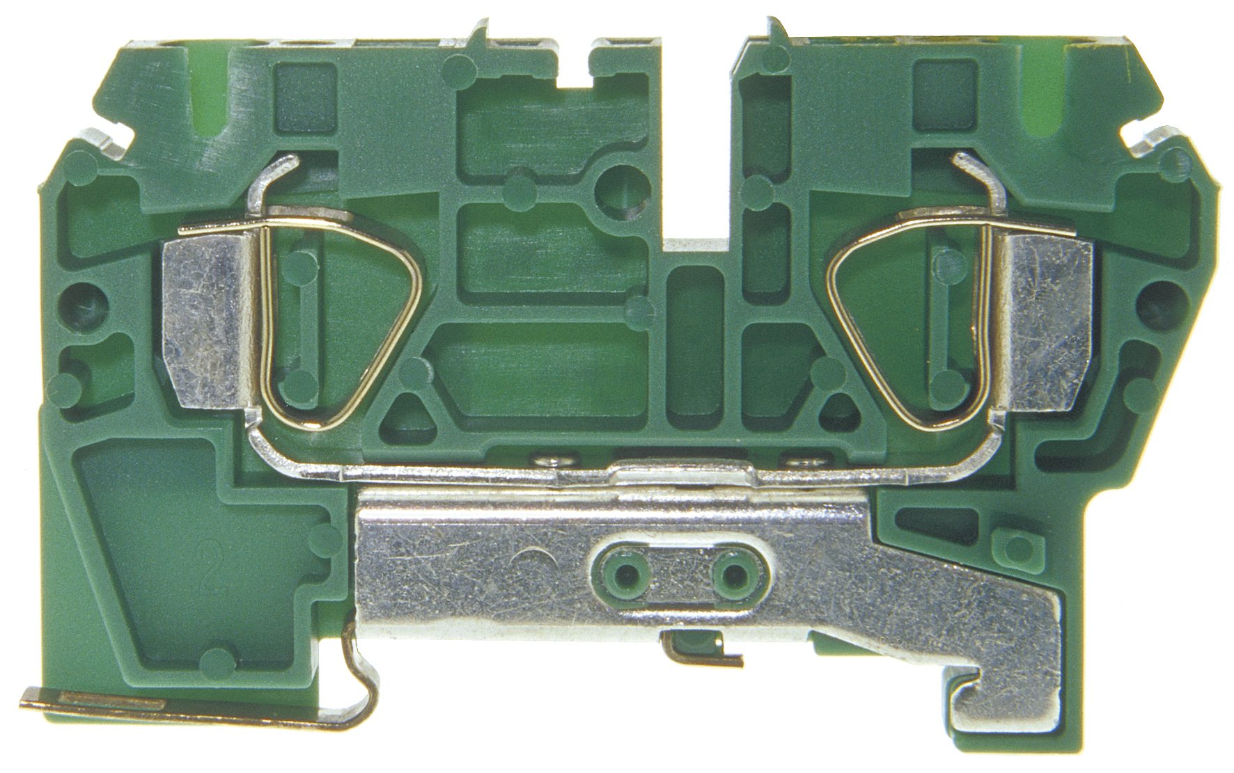 PE-veerklem DIN35 4mm² groen/geel
