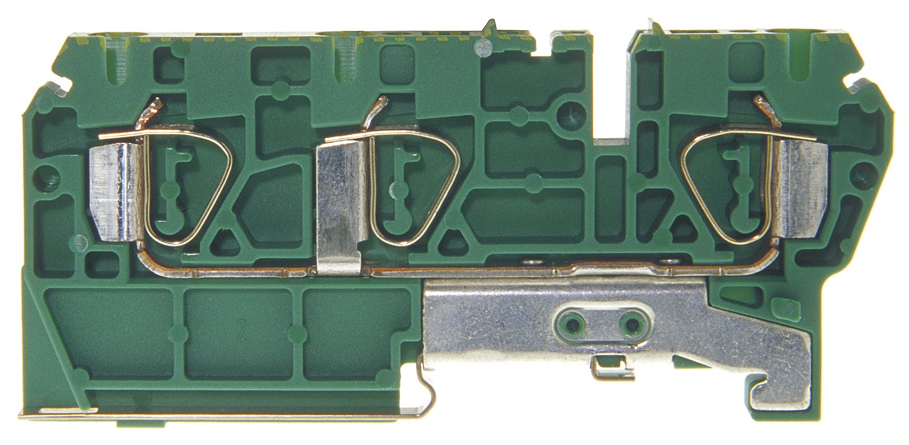 PE-veerklem DIN35 4mm² groen/geel